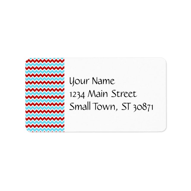 Étiquette Cool tendance Turquoise Turquoise Rouge Chevron Zi (Devant)