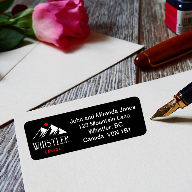 Étiquette Cool Whistler Canada Mountains Maple Leaf Dark (Créateur téléchargé)