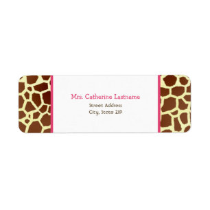 Étiquette Copie de girafe et autocollant rose d'étiquette d