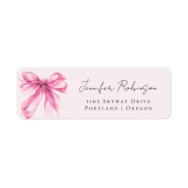 Étiquette Coquette Script Rose Bow Sweet 16 Fête Blush  (Devant)