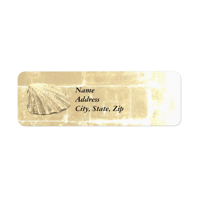 Étiquette Coquillage de Saint-Jacques sur sable (Devant)