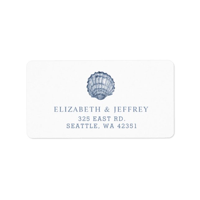 Étiquette Coquillages bleus rustiques Marine Ocean Beach Mar (Devant)