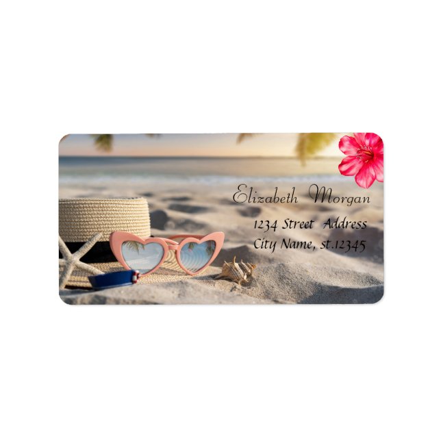 Étiquette Coquillages Casquettes en verre de soleil Hibiscus (Devant)