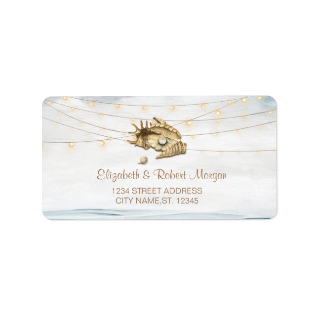 Étiquette Coquillages, Mer, Mariage de script des lumières d (Devant)
