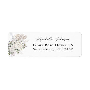 Étiquette Coquillages & White Floral Adresse de retour Étiqu