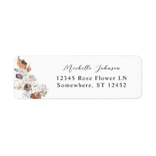 Étiquette Coquillages & White Floral Adresse de retour Label