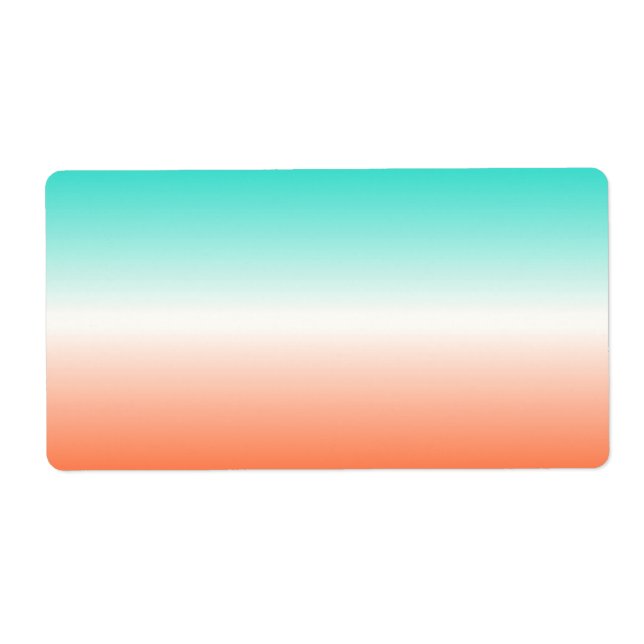 Étiquette Coral blanc Turquoise Ombre (Devant)