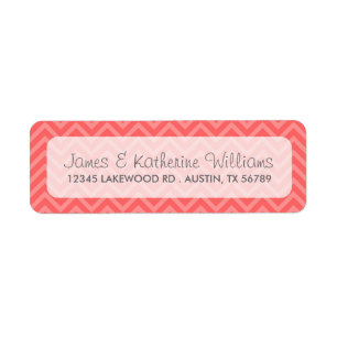 Étiquette Coral Chevron Stripes Mariage moderne