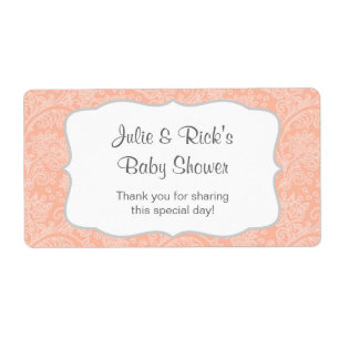 Étiquette Coral Damask Water Bottle en faveur - customisez-l