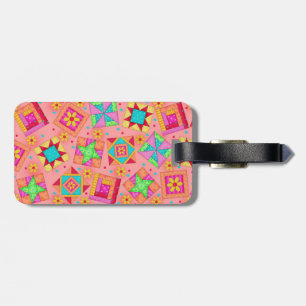 Étiquette Coral Quilt Block Bagage ou Machine à co