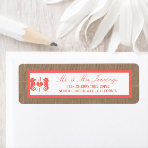 Étiquette Coral Seahorse Burlap Beach Wedding Collection