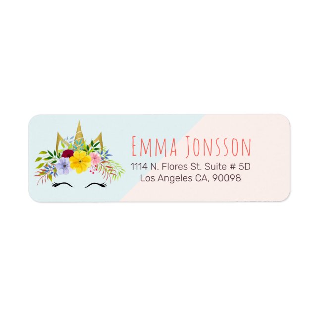 Étiquette Corne d'or licorne et couronne fleurie (Devant)