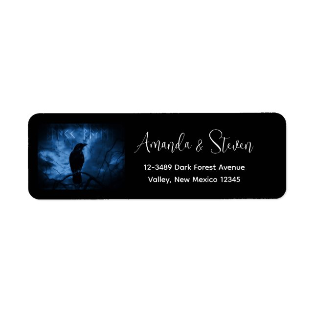 Étiquette Corneille noire avec runes style gothique foncé (Devant)
