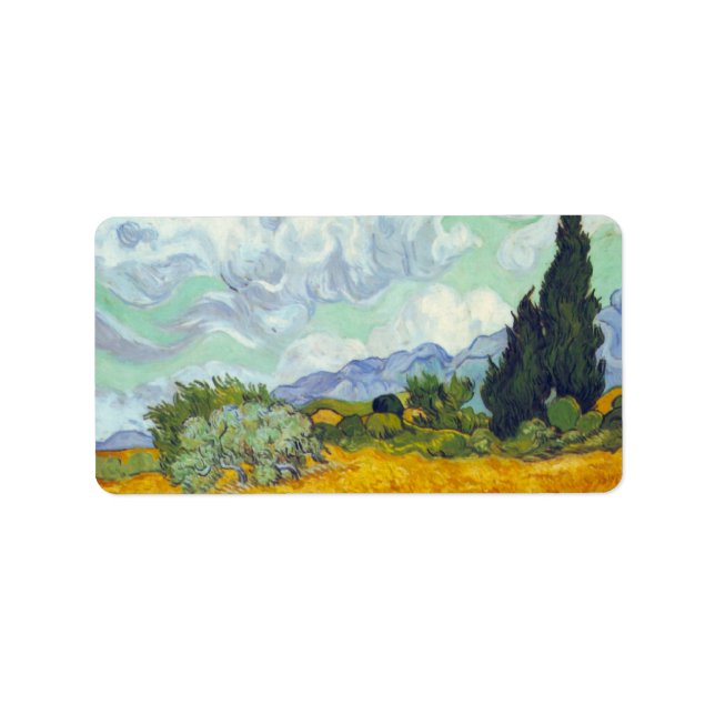 Étiquette Cornfield avec Cyprusses par Vincent van Gogh (Devant)