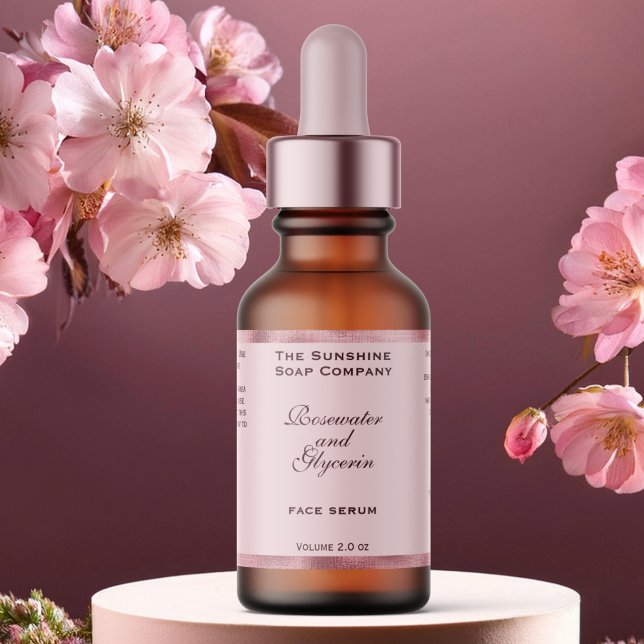 Étiquette Cosmétiques à huile rose et tissée Bouteille de go (Créateur téléchargé)