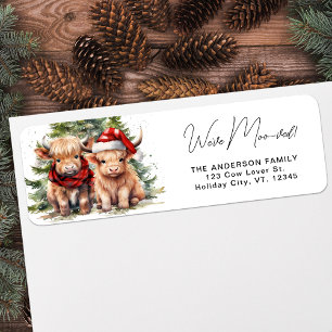 Étiquette Cosy Highland Cow Retour Adresse Holiday Moving