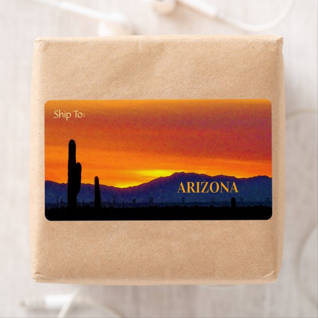 Étiquette Coucher de soleil en Arizona / Orange brillante /  (En situation)