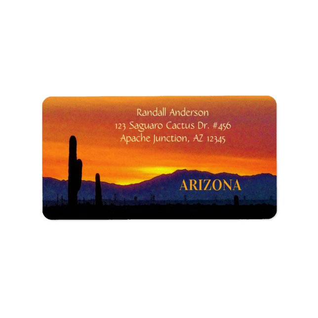 Étiquette Coucher de soleil en Arizona / Orange brillante /  (Devant)