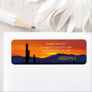 Étiquette Coucher de soleil en Arizona / Orange brillante / 