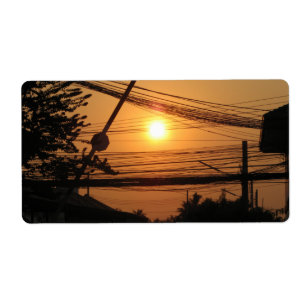 Étiquette Coucher de soleil filaire ... Krung Thep, Thaïland