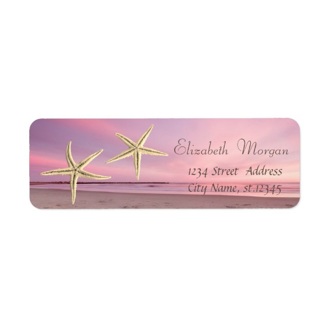 Étiquette Coucher de soleil sur la plage avec une étoile de  (Devant)