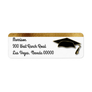 Étiquette Couleur de l'école Gold Graduation Cap Monogramme