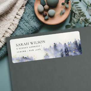 ÉTIQUETTE COULEUR D'EAU BLEU EN ENCRE ADRESSE DU PAYSAGE D'A