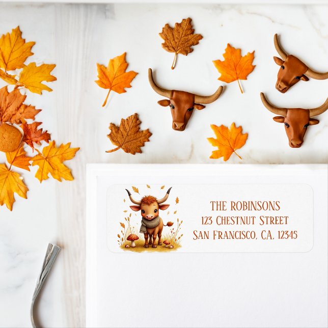 Étiquette Couleur d'eau d'automne Texas Longhorn Calf Scarf (Créateur téléchargé)