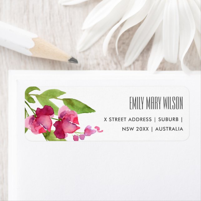 ÉTIQUETTE COULEUR D'EAU ROSE LAVÉE ROSE ADRESSE FLORALE (En situation)