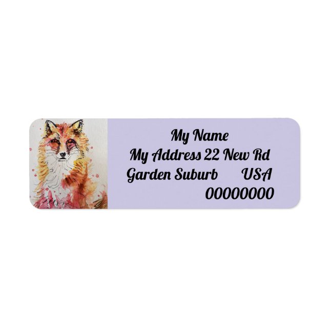 Étiquette Couleur d'eau rouge mignonne Fox Retourner l'adres (Devant)