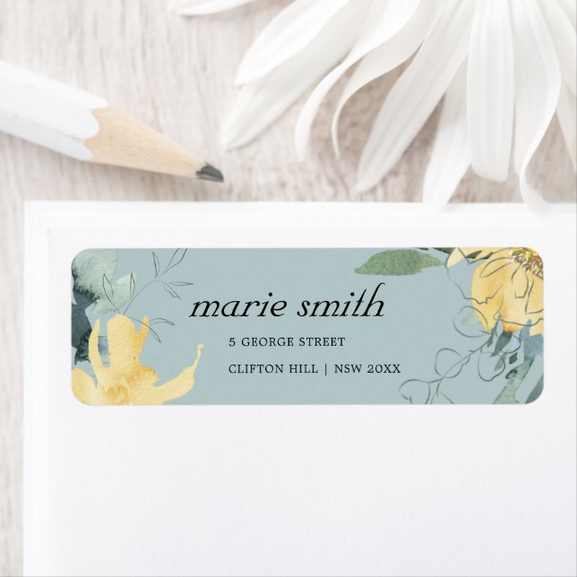 ÉTIQUETTE COULEUR D'EAU VERTE GRISE PROPRE JAUNE ADRESSE FLO (En situation)