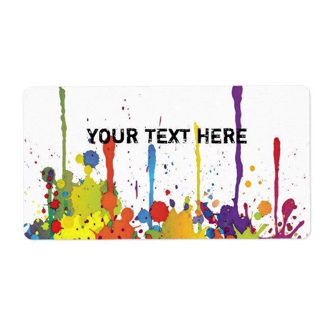 Étiquette COULEUR FUNNY SPLASH II + votre backgr. & texte (Devant)