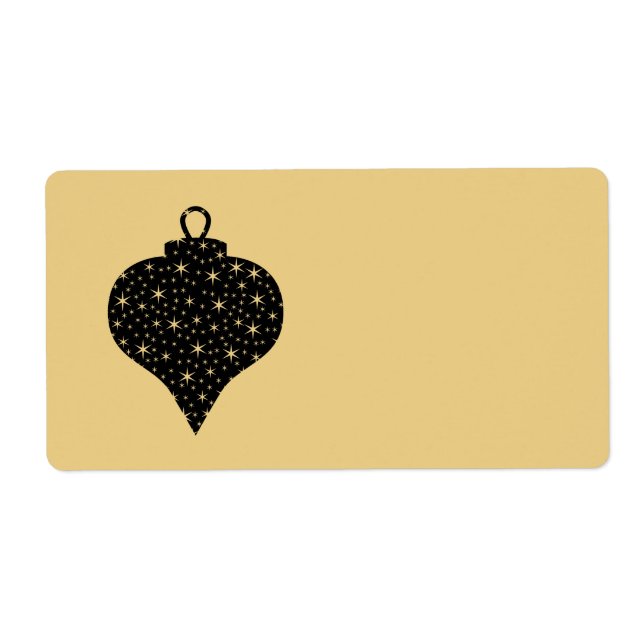 Étiquette Couleur Noir et Or Design Bauble de Noël. (Devant)