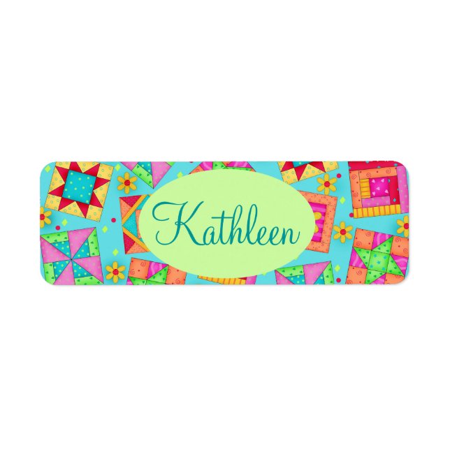 Étiquette Couleur turquoise Parking Bloc Quilt Personnalisé (Devant)
