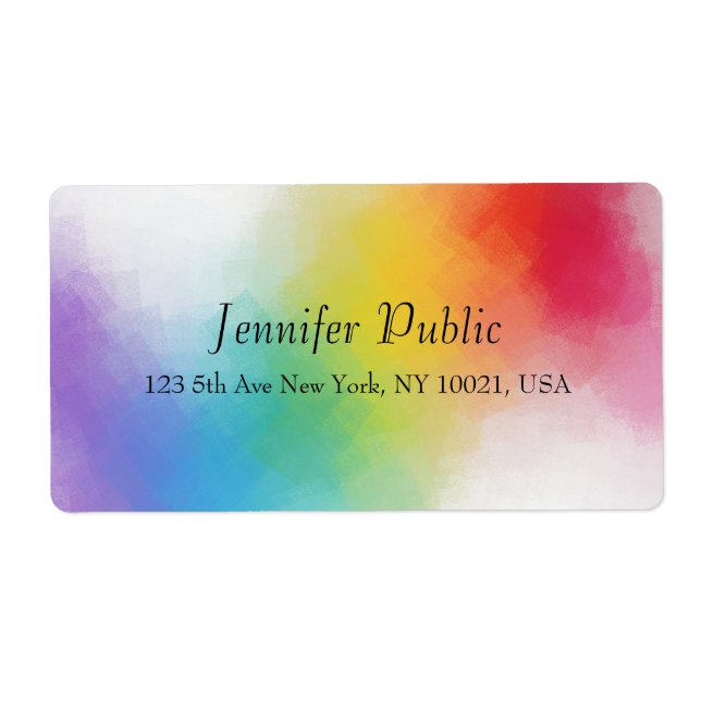 Étiquette Couleurs arc-en-ciel modernes Modèle personnalisé  (Devant)
