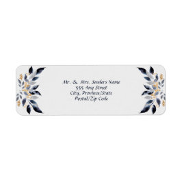 Étiquette Couleurs de Feuilles bleus avec l'adresse de retou