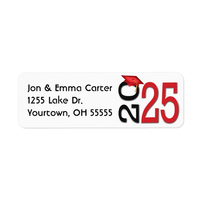 Étiquette Couleurs de l'école noire et rouge 2025 (Devant)