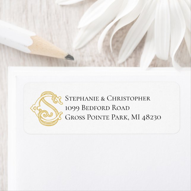 Étiquette COULEURS MODIFIABLES CS Monogramme SC Monogramme É (En situation)