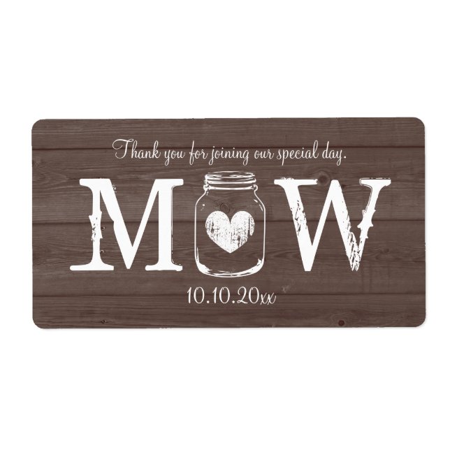 Étiquette Country chic bocal de mason mariage bouteille d'ea (Devant)