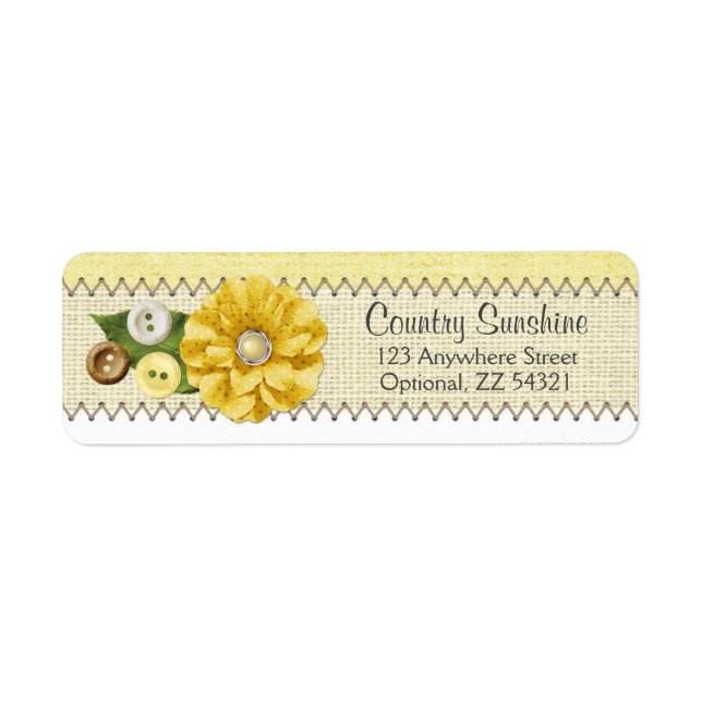 Étiquette Country Farmhouse Yellow Sewing Adresse de retour (Devant)