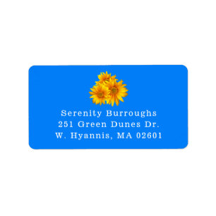 Étiquette Country Floral Blue Summer Fall Yellow Sunflowers 