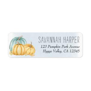 Étiquette Country Pumpkin Blue Wash Return Address