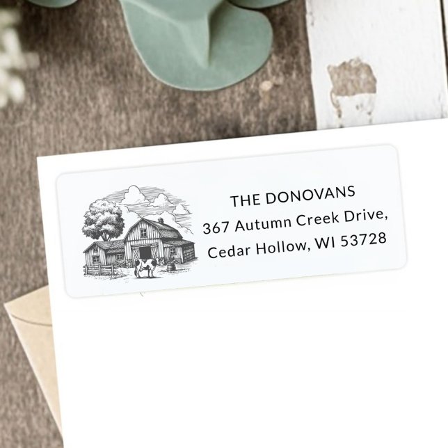Étiquette Country Rustic Barn Farmhouse Return Address  (Country Rustic Barn Farmhouse Return Address Label)