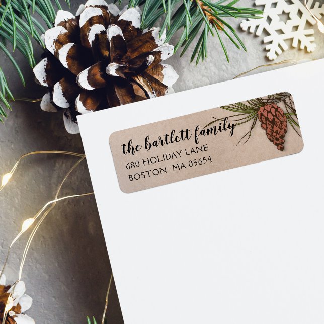 Étiquette Country Rustic Pinecone Adresse de retour (Country Rustic Pinecone Return Address Label)