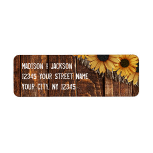 Étiquette Country Rustic Wood Burlap Mariage Adresse de reto