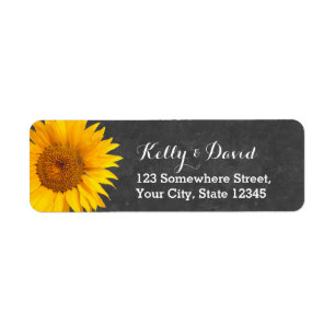 Étiquette Country Sunflower Chalkboard Adresse de retour