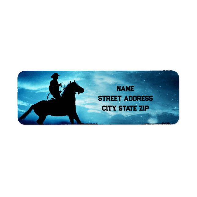 Étiquette Country Western Cowboy et Horse Adresse de retour (Devant)