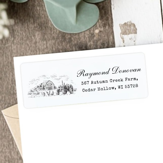Étiquette Countryside Rustic Barn Farmhouse Return Address  (Countryside Rustic Barn Farmhouse Return Address Label)