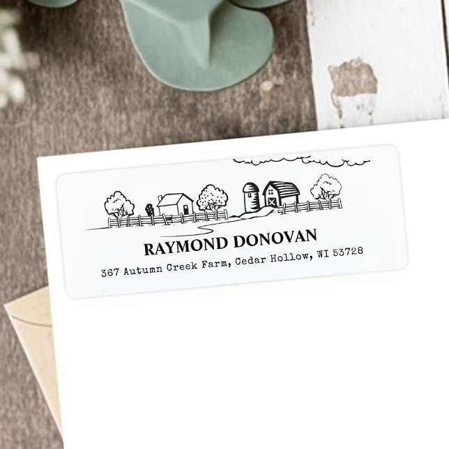 Étiquette Countryside Rustic Farmhouse Return Address  (Countryside Rustic Farmhouse Return Address Label)