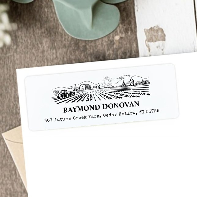 Étiquette Countryside Rustic Farmland Return Address  (Countryside Rustic Farmland Return Address Label)